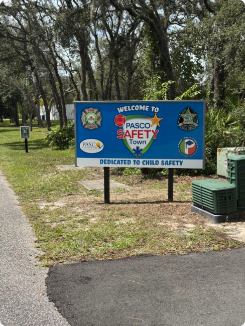Pasco Safety Town welcome sign